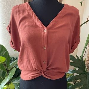 Warm Brown cropped, band top Medium by Sweet Wanderer